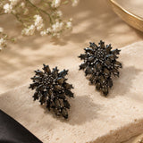 Black Marquise Crystal Cluster Stud Earrings