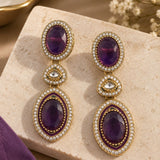 Purple Gem Triple Drop Earrings
