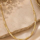 Gold Segmented Bar Crystal Necklace