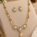 Rani Pink Accent Kundan Necklace Set