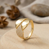 Dual-Leaf Pavé Cocktail Ring