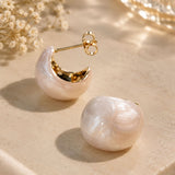 Marbled Pearl Huggie Earrings