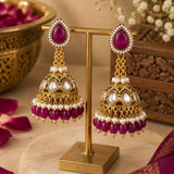 Purple Pearl Jhumka Earrings