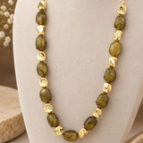 Smokey Amber & Gold Sculptural Bead Necklace