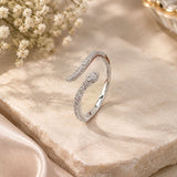 Silver Pavé Serpent Wrap Ring