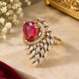 Rani Pink Teardrop Crystal Statement Ring