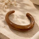 Chunky Amber Resin Open Cuff Bracelet