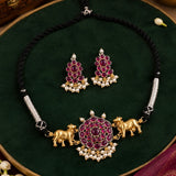 Dual-Tone Sacred Cow Ruby & Pearl Choker Set
