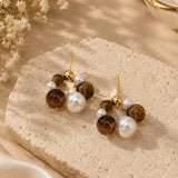 Amber Pearl Cluster Studs