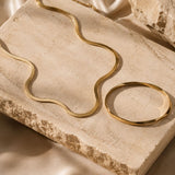 Sleek Gold Herringbone Necklace and Bracelet Set
