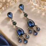 Peacock Blue Chandelier Crystal Earrings