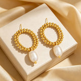 Gold Pearl Hoop Earrings