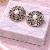 Floral Oxidised Silver Earrings