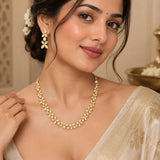 Gold Floral Vine CZ Necklace Set