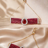 Adjustable Red Beaded Bracelet