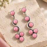 Pink Faux Turquoise Wavy Vine Drop Earrings