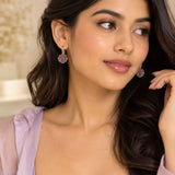 Amethyst Crystal Floral Cluster Drop Earrings