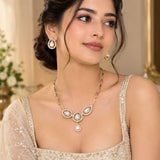 Gold Halo Teardrop Pendant & Earrings Set