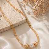 Gold & Pearl Bead Necklace
