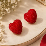 Glitter Red Heart Studs