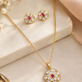 Floral Pendant Jewellery Set