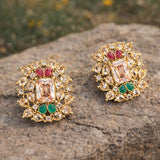 Gold Green Plated Earring