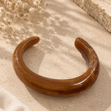 Chunky Amber Resin Open Cuff Bracelet