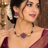 Dual-Tone Sacred Cow Ruby & Pearl Choker Set