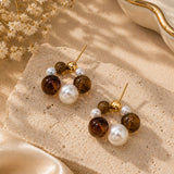Amber Pearl Cluster Studs