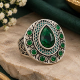 Oxidized Silver Emerald Ring