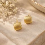 Brushed Gold Barrel Stud Earrings