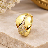 Dual-Leaf Pavé Cocktail Ring
