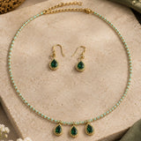 Gold Emerald & Pearl Drop Choker Set
