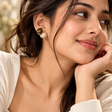 Smokey Quartz Crystal and Champagne Pearl Double-Sided Stud Earrings