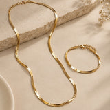 Sleek Gold Herringbone Necklace and Bracelet Set