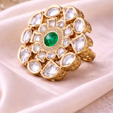 Kundan Floral Statement Ring