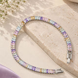 Silver Pastel Baguette Gemstone Tennis Bracelet