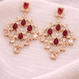 Pink Stone Drop Earrings