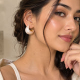 Marbled Pearl Huggie Earrings