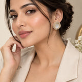 Square Opaline Rhinestone Halo Stud Earrings
