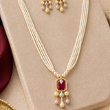 Ruby Crystal Multi-Strand Pearl Necklace Set