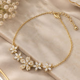 Gold Marquise & Pavé Floral Garland Chain Bracelet