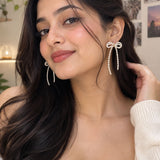Pearl Bow Drop Earrings