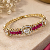 Gold Ruby & Pavé Kundan Station Bangle