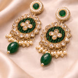 Gold Plated Green Stone Earring