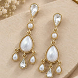 Lustrous Pearl and Crystal Chandelier Earrings