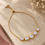 Rose Gold Pavé Disc Slider Bolo Bracelet