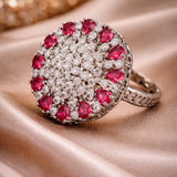 Ruby & Diamond Cluster Ring