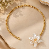 Mother-of-Pearl Lily Gold Chain Necklace