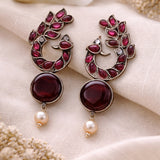 Silver Plated Peacock Jhumki